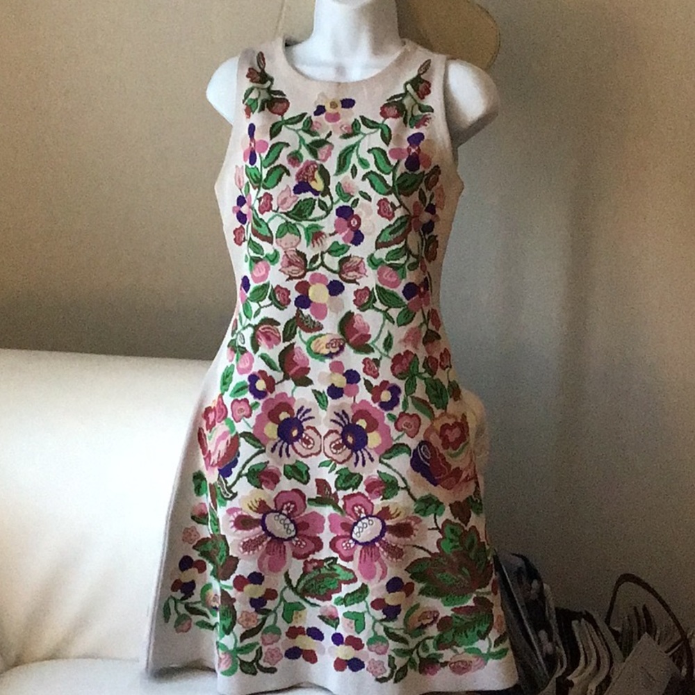 Valentino A-line knit floral dress